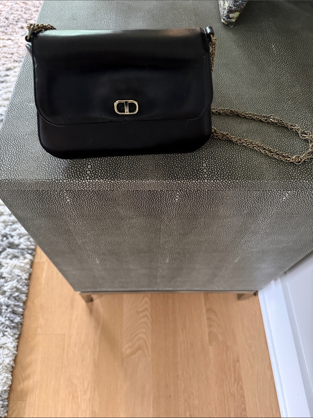 bienen davis Black Leather Crossbody Bag with Chain Strap